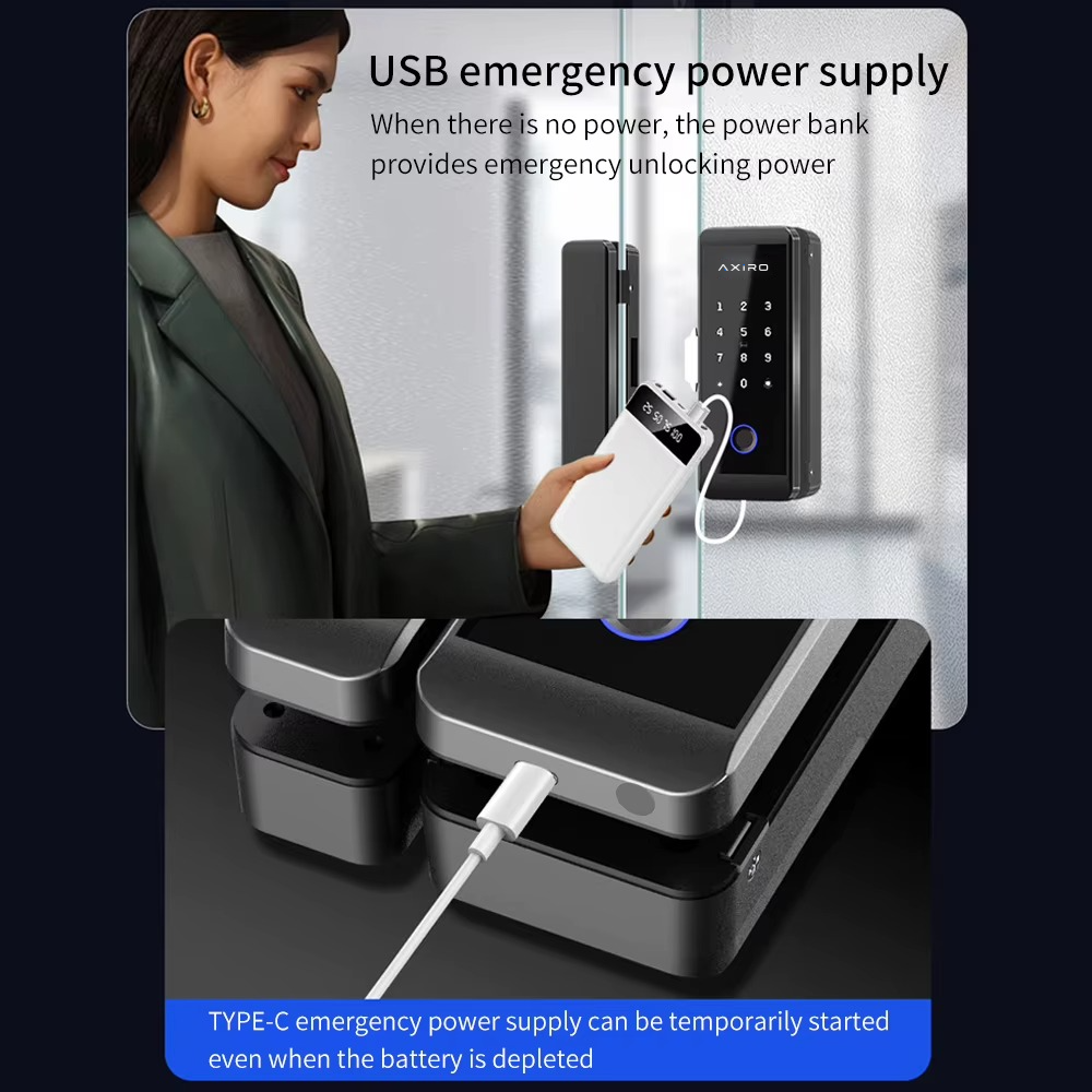 Axiro Smart Glass & Wood Door Lock – 5-in-1 Keyless Entry with App Control