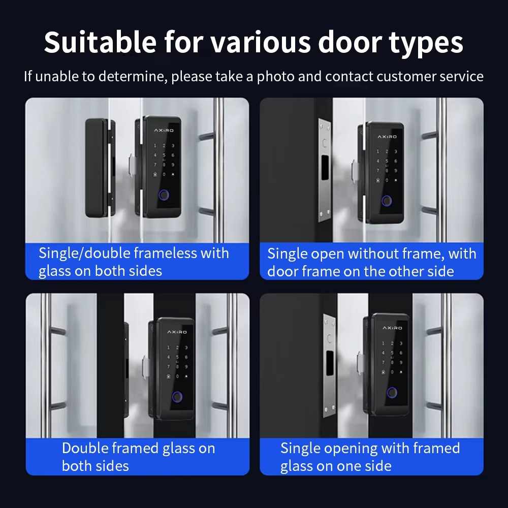 Axiro Smart Glass & Wood Door Lock – 5-in-1 Keyless Entry with App Control