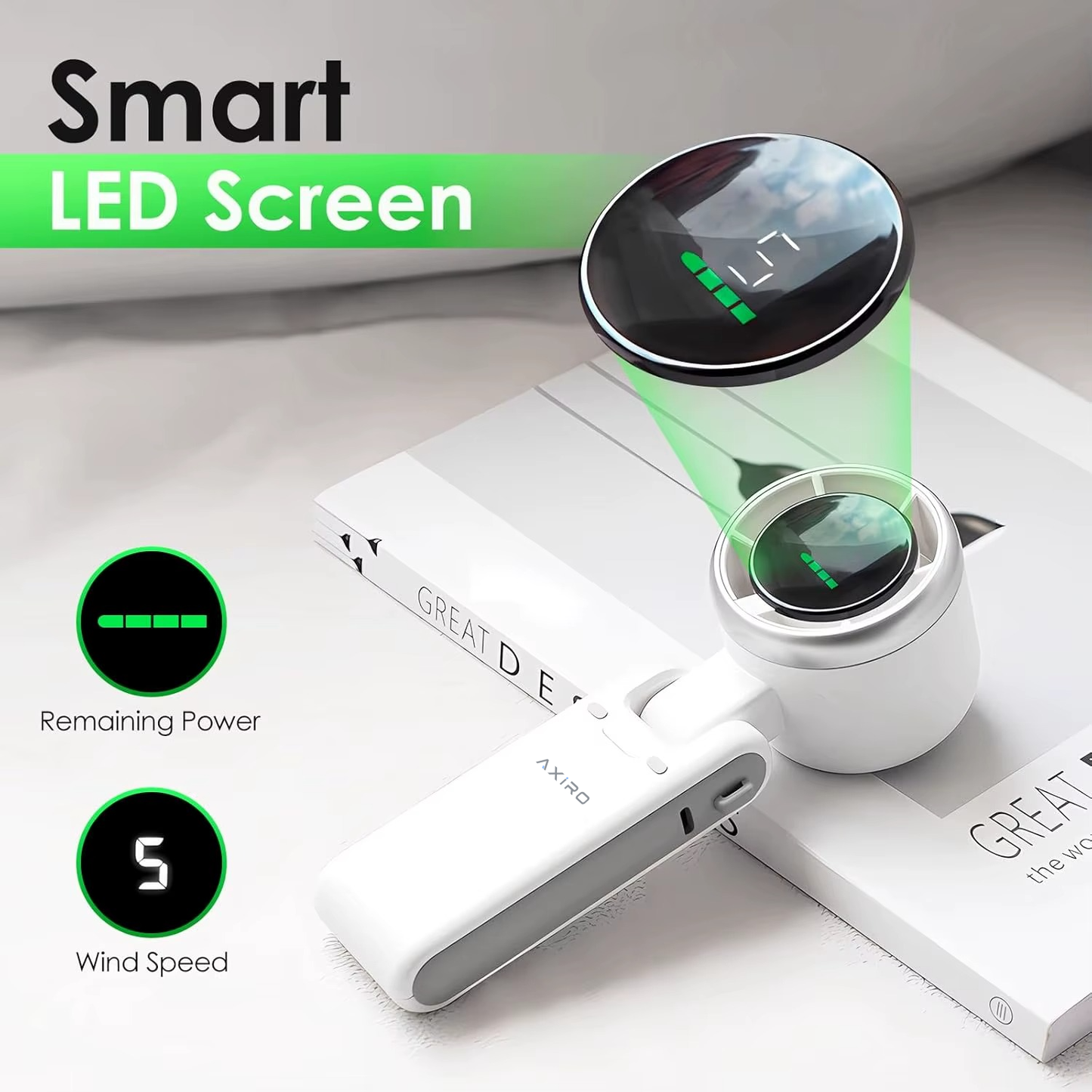Axiro Mini Turbo Fan — 5-Speed Portable Handheld & Desktop Fan