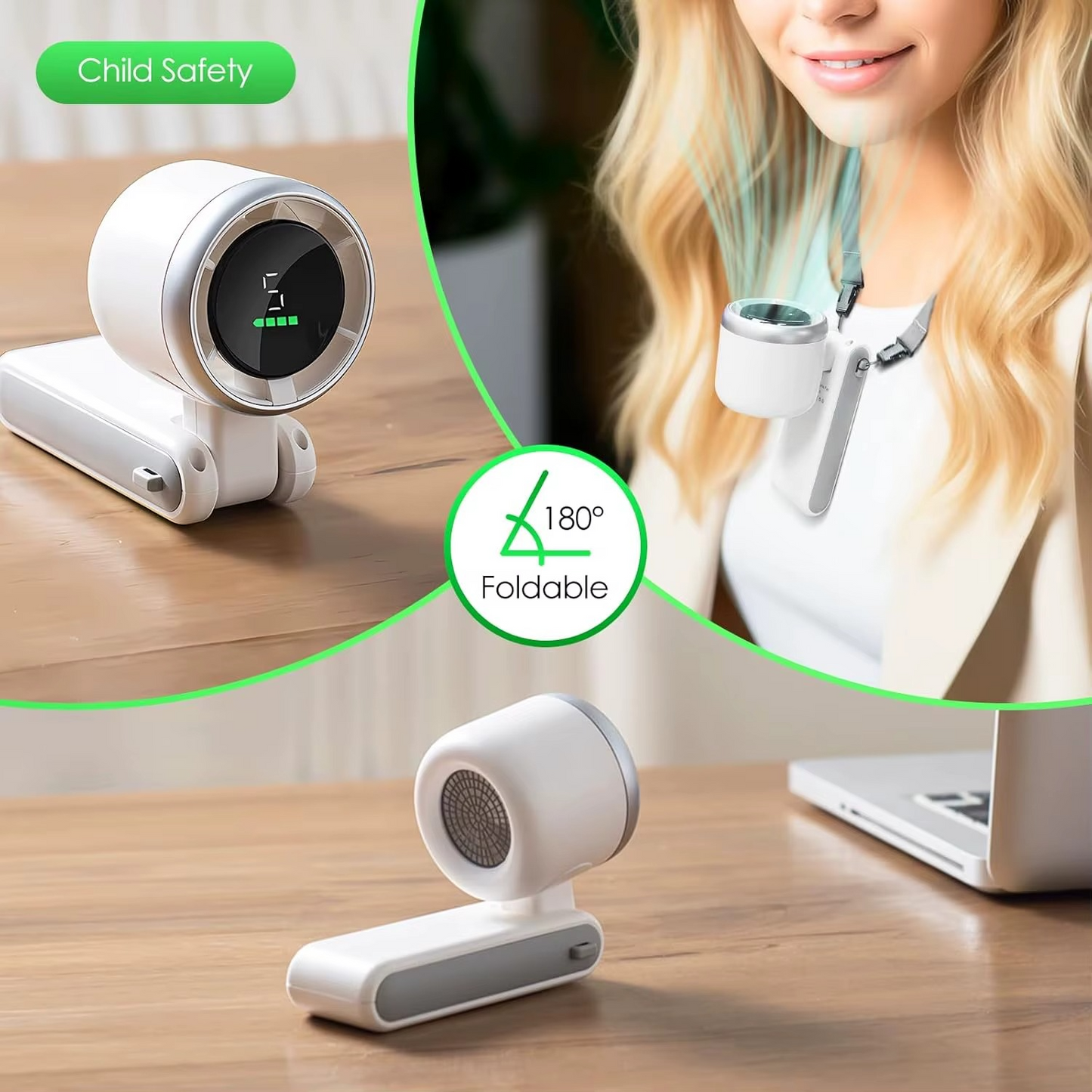 Axiro Mini Turbo Fan — 5-Speed Portable Handheld & Desktop Fan