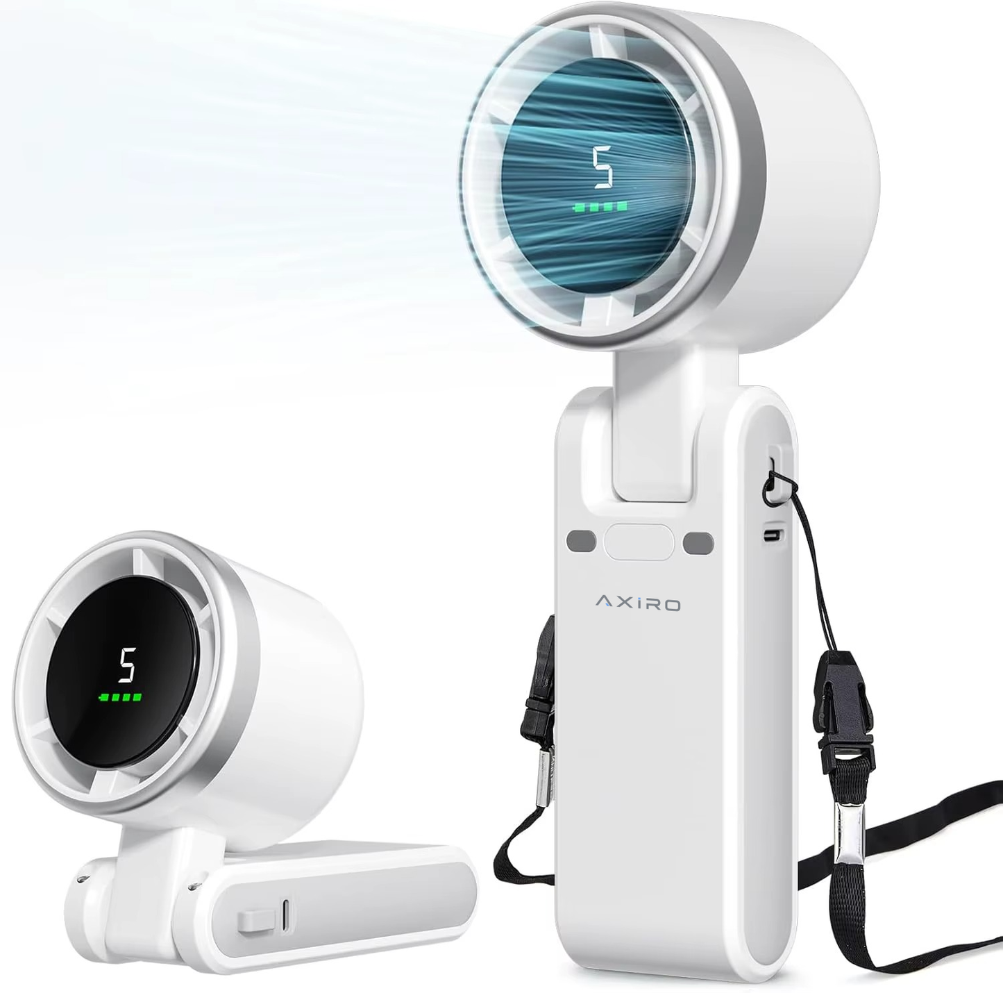 Axiro Mini Turbo Fan — 5-Speed Portable Handheld & Desktop Fan